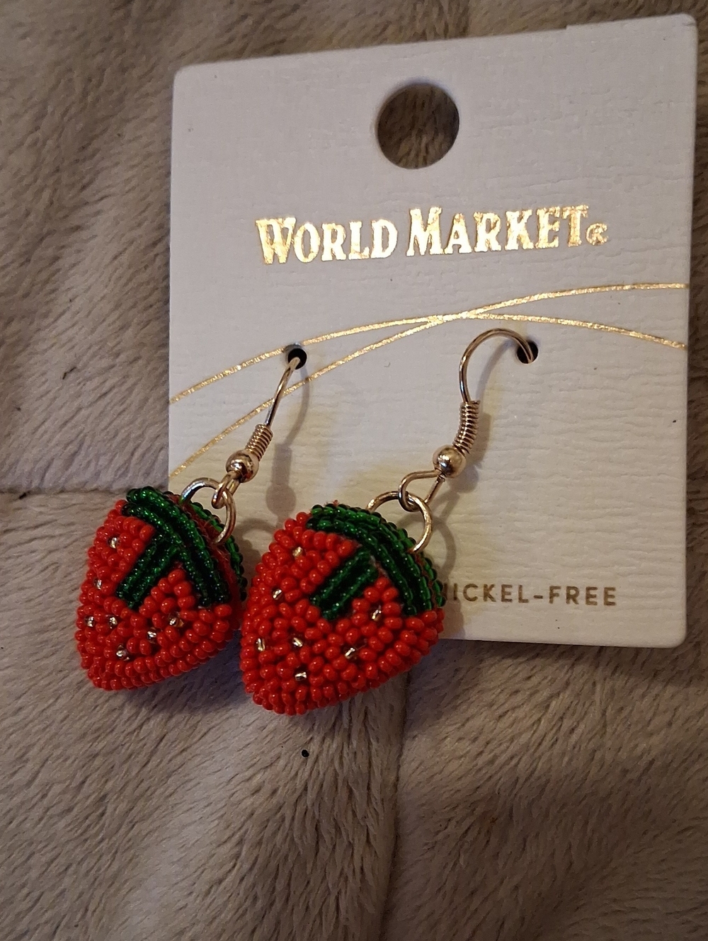 Beaded Strawberry Earrings